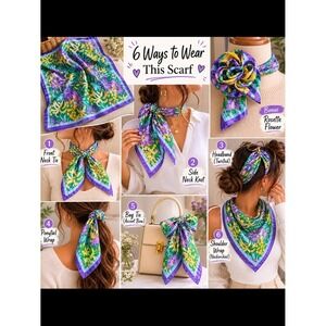 Zara Floral Print scarf Turquoise, Yellow, Purple, Pink